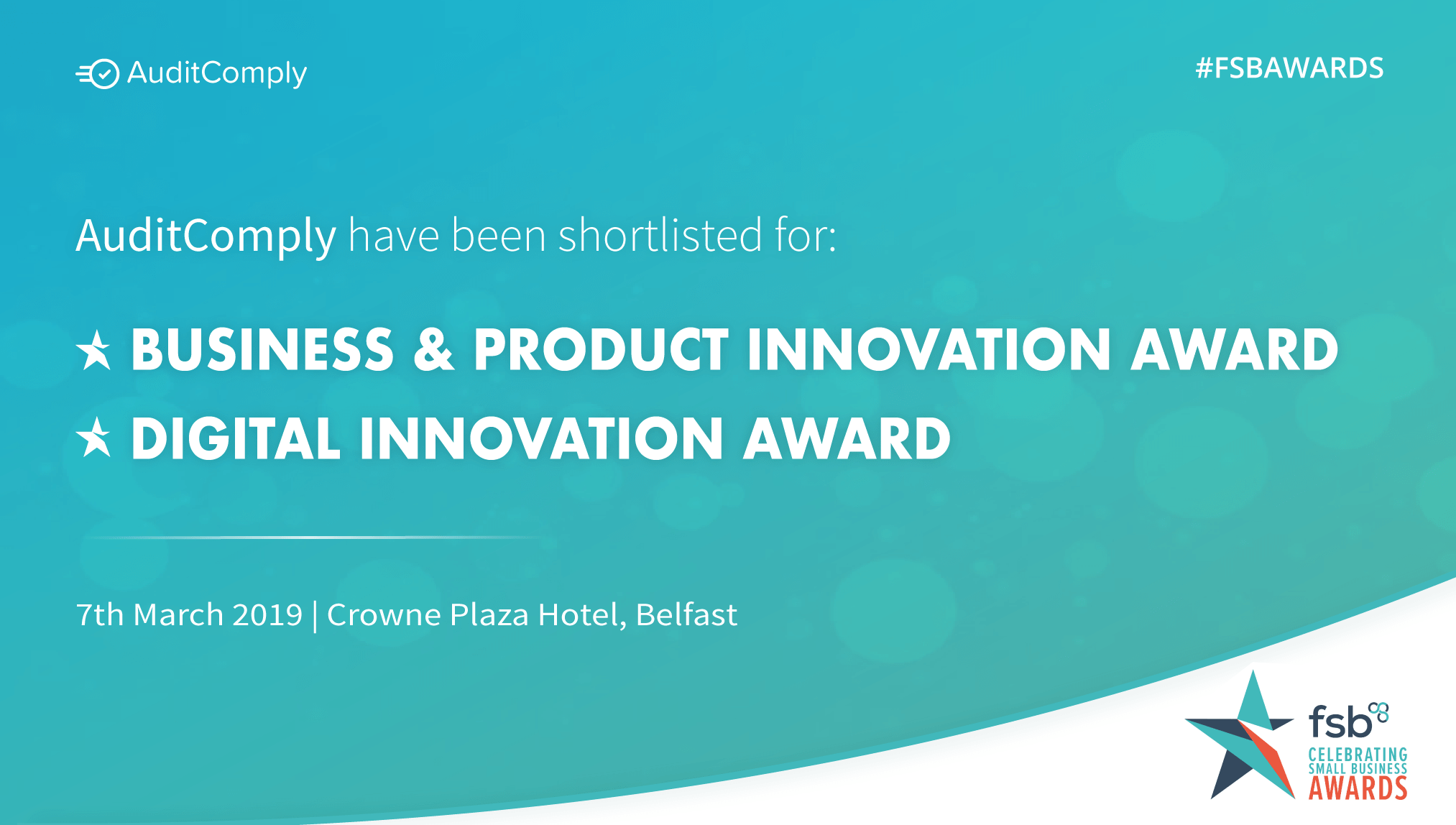 AuditComply nominated for 'Business & Product Innovation Award' and 'Digital Innovation Award'