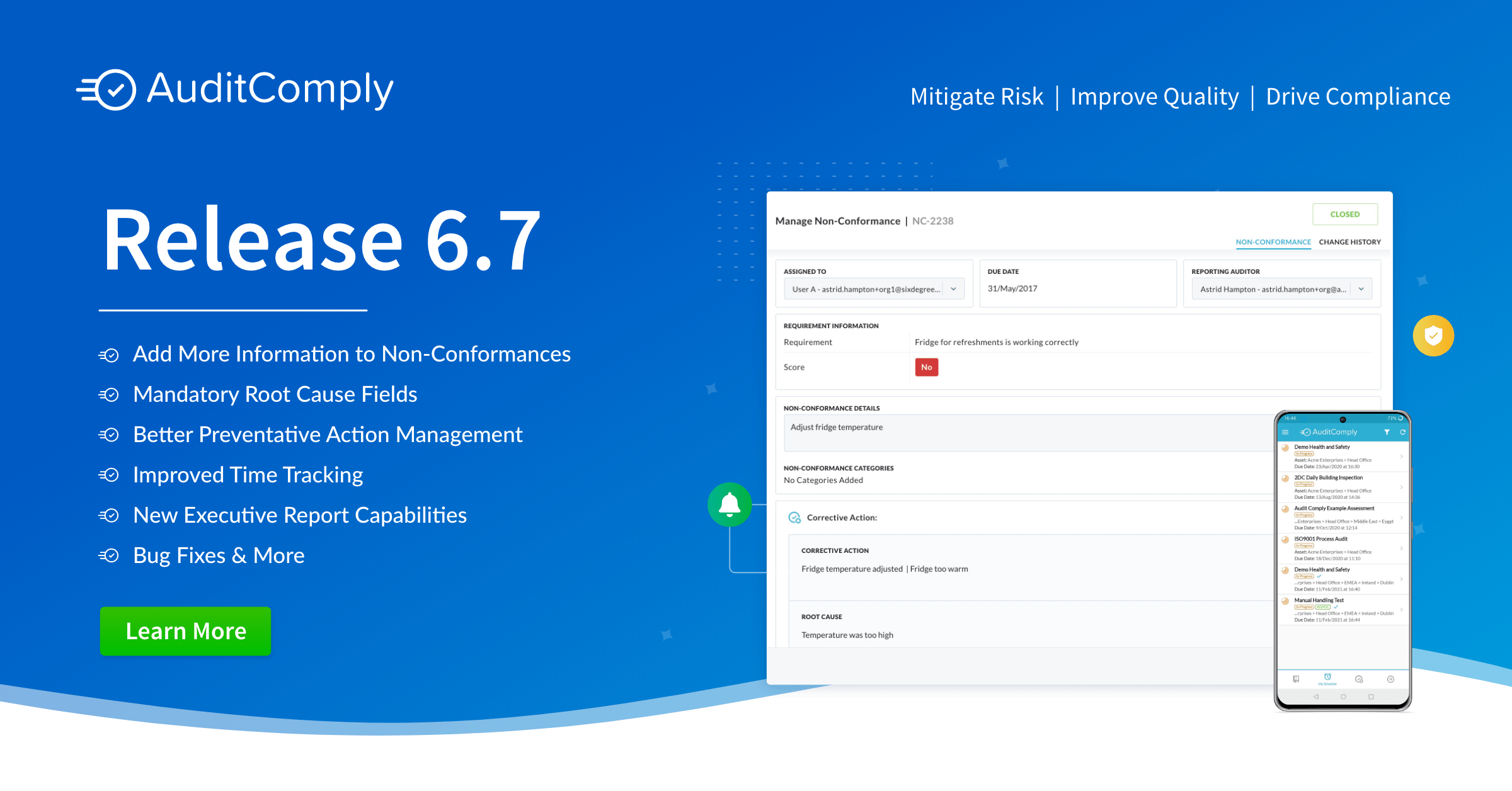 Release 6.7 🔔 – Non-Conformances, Time Tracking, Executive Reports + More